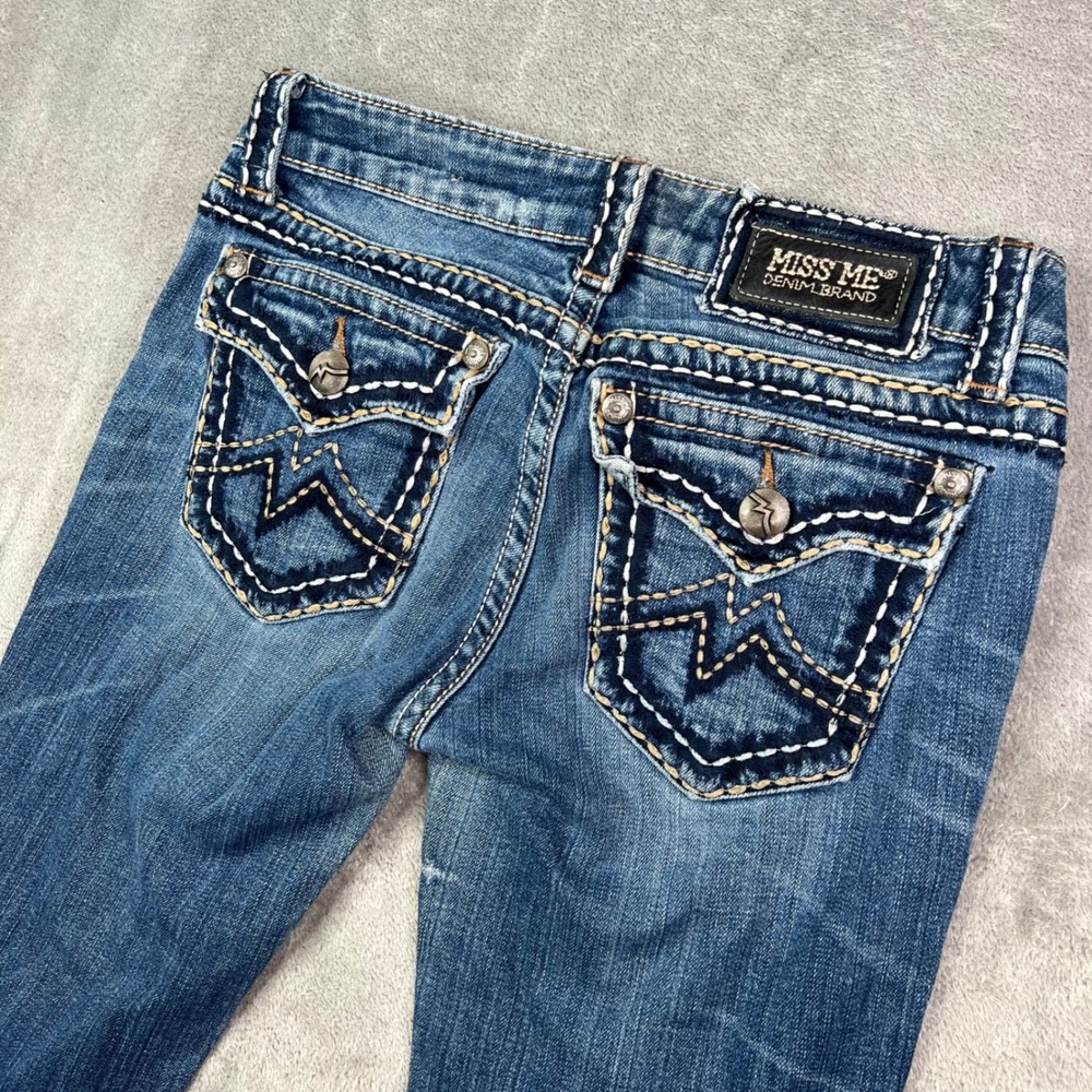 Miss Me Irene Boot Jeans Womens 28 Blue Wattle Creek Flap Pocket Embroidered